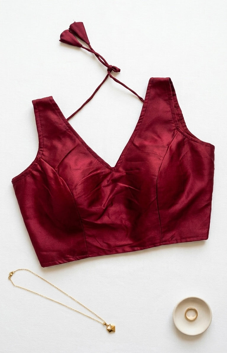 Solid Silk V-neck blouse