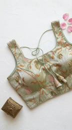 Tissue embroidered Sleeveless Padded Blouse