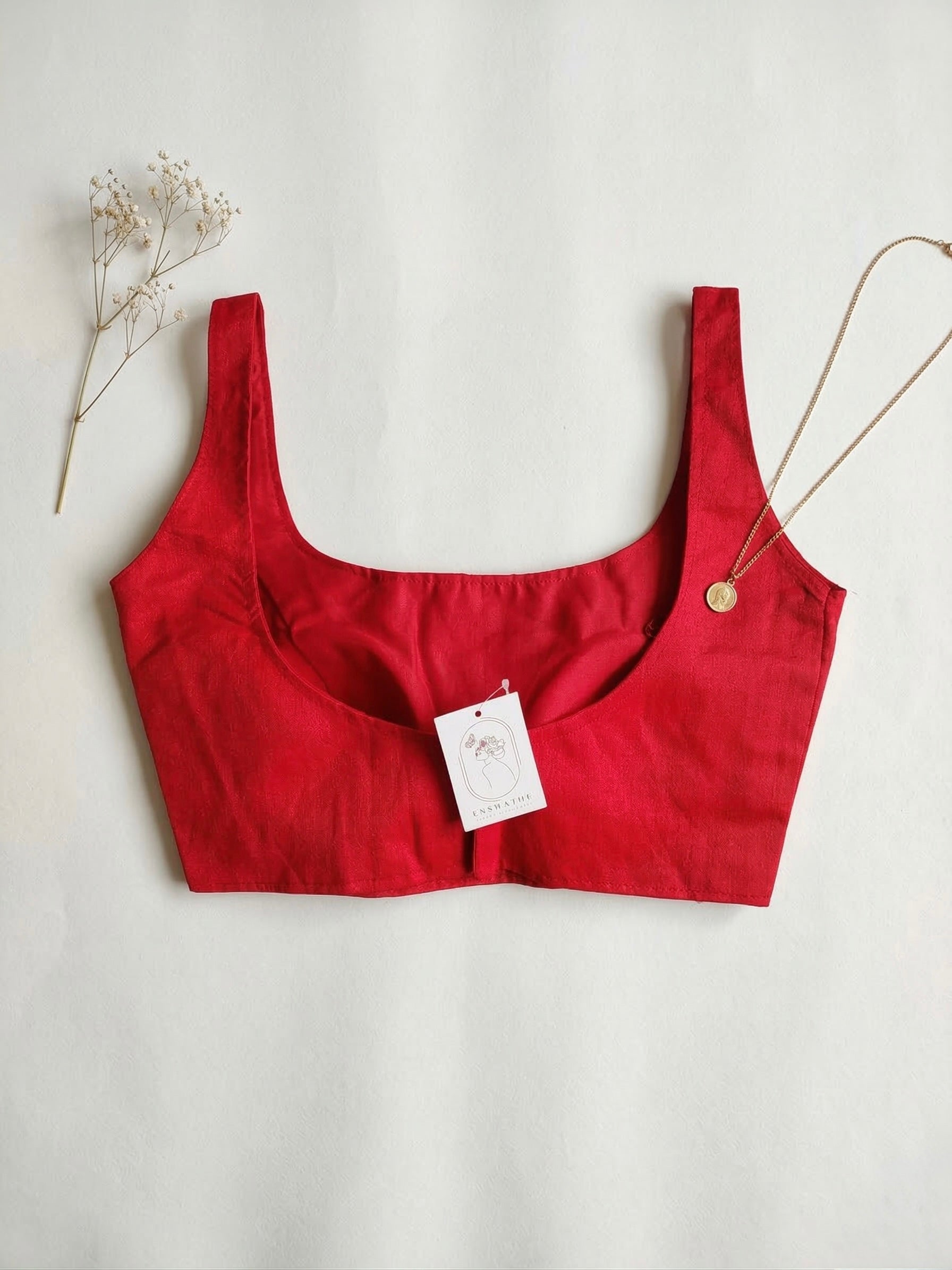 Plain Sleeveless Silk Padded Blouse