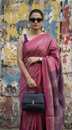 Semi tussar tissue saree in batik print