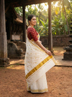 Kerala Alphabet Embroidered Saree