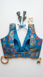 Rangoli-Brocade multicolour deep V-neck Blouse