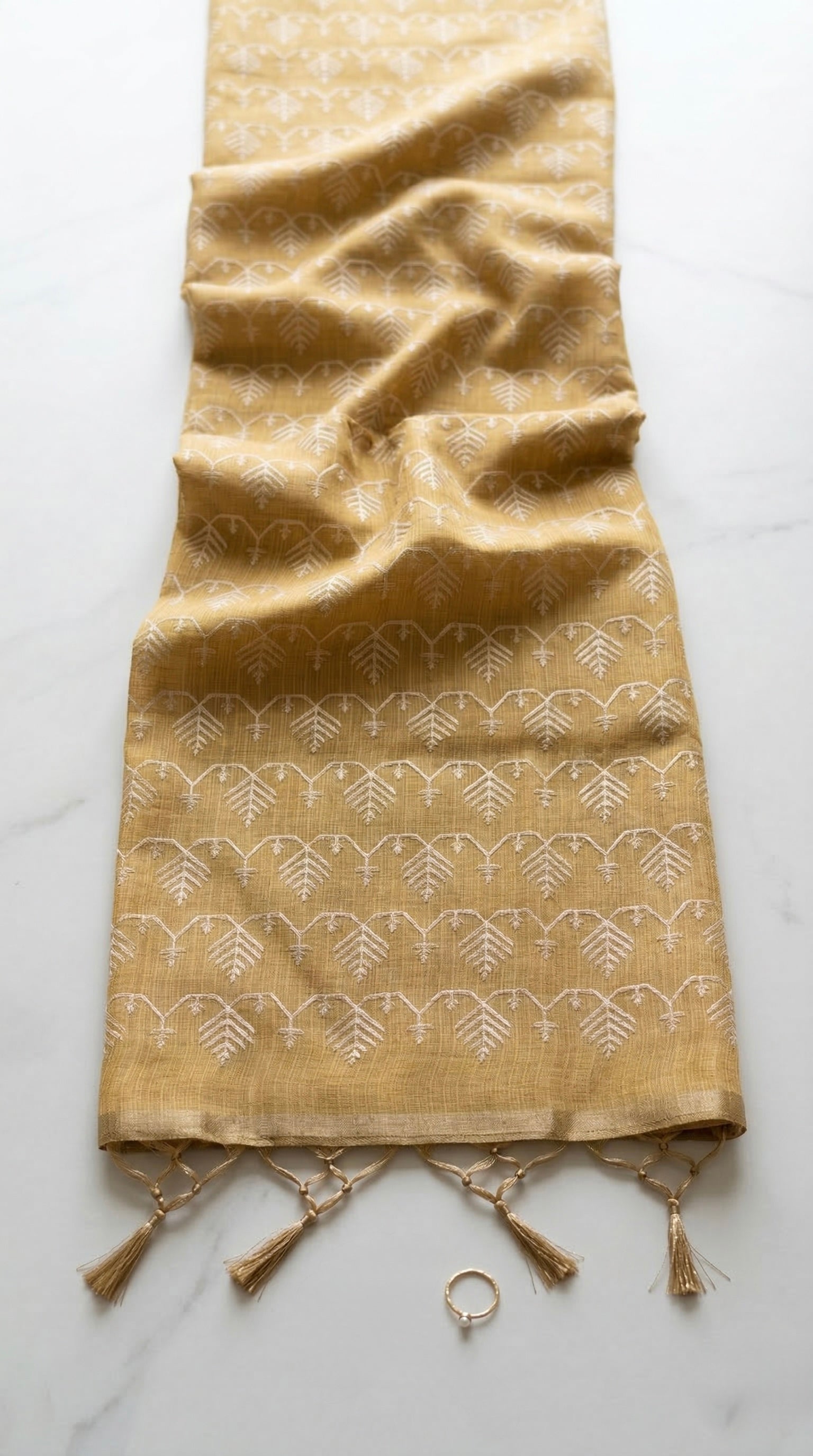Kota tissue saree in light olive shade