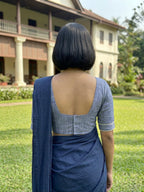 Cotton blouse with elbow length sleeves and lace detailing