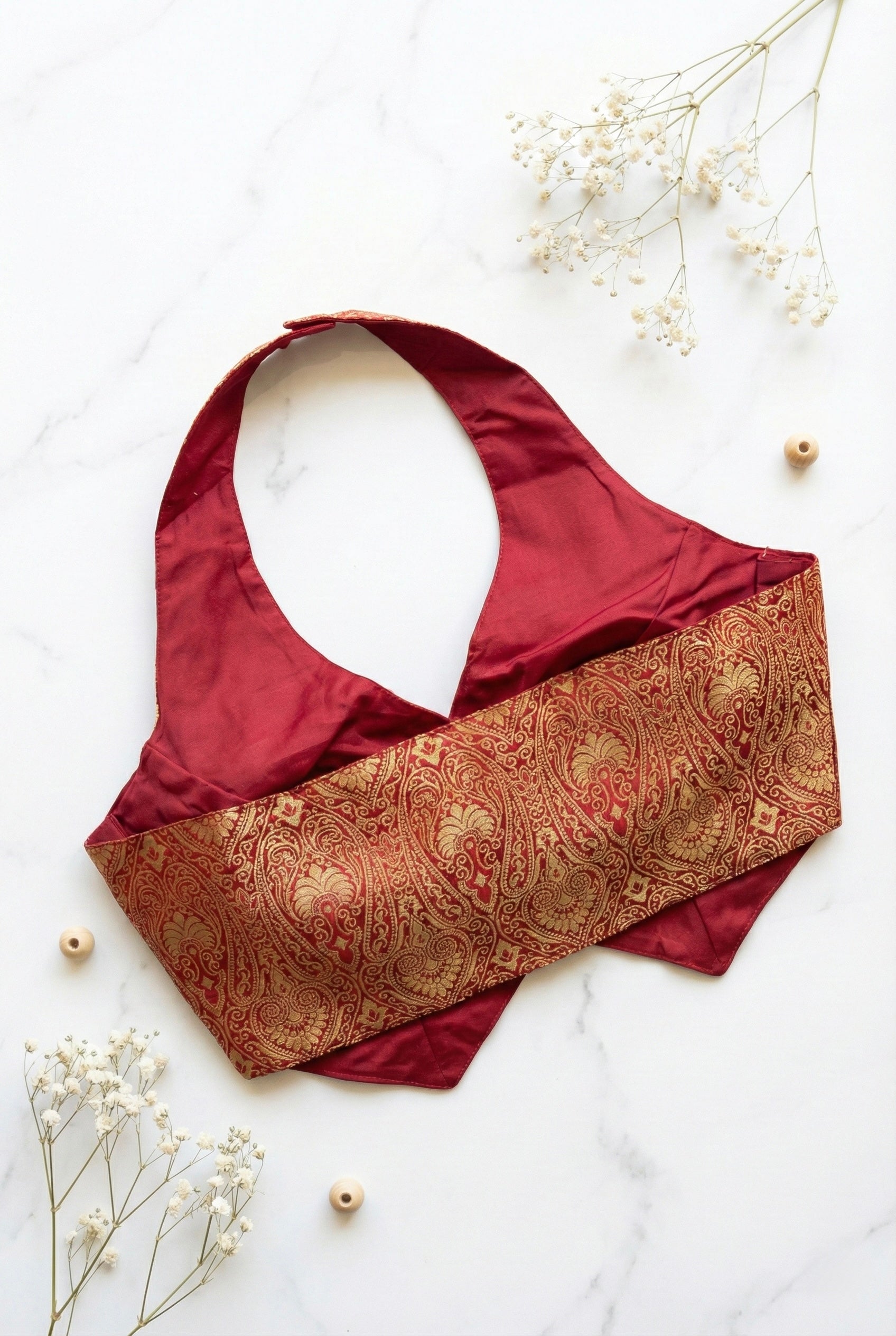 Brocade halter neck corset blouse