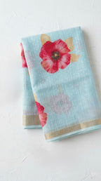 Linen Cotton floral print saree