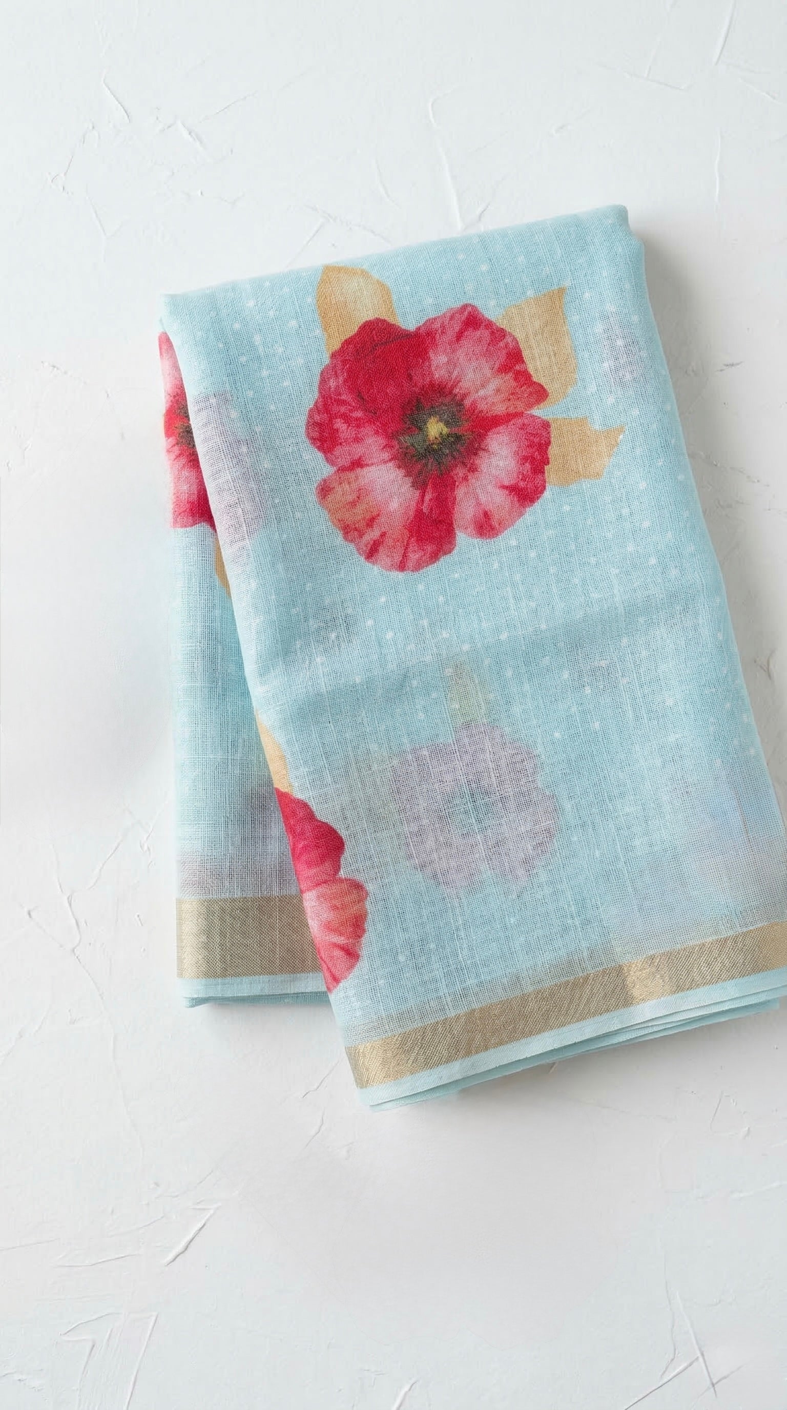 Linen Cotton floral print saree