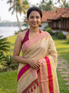 Kerala tissue saree with Pink Border