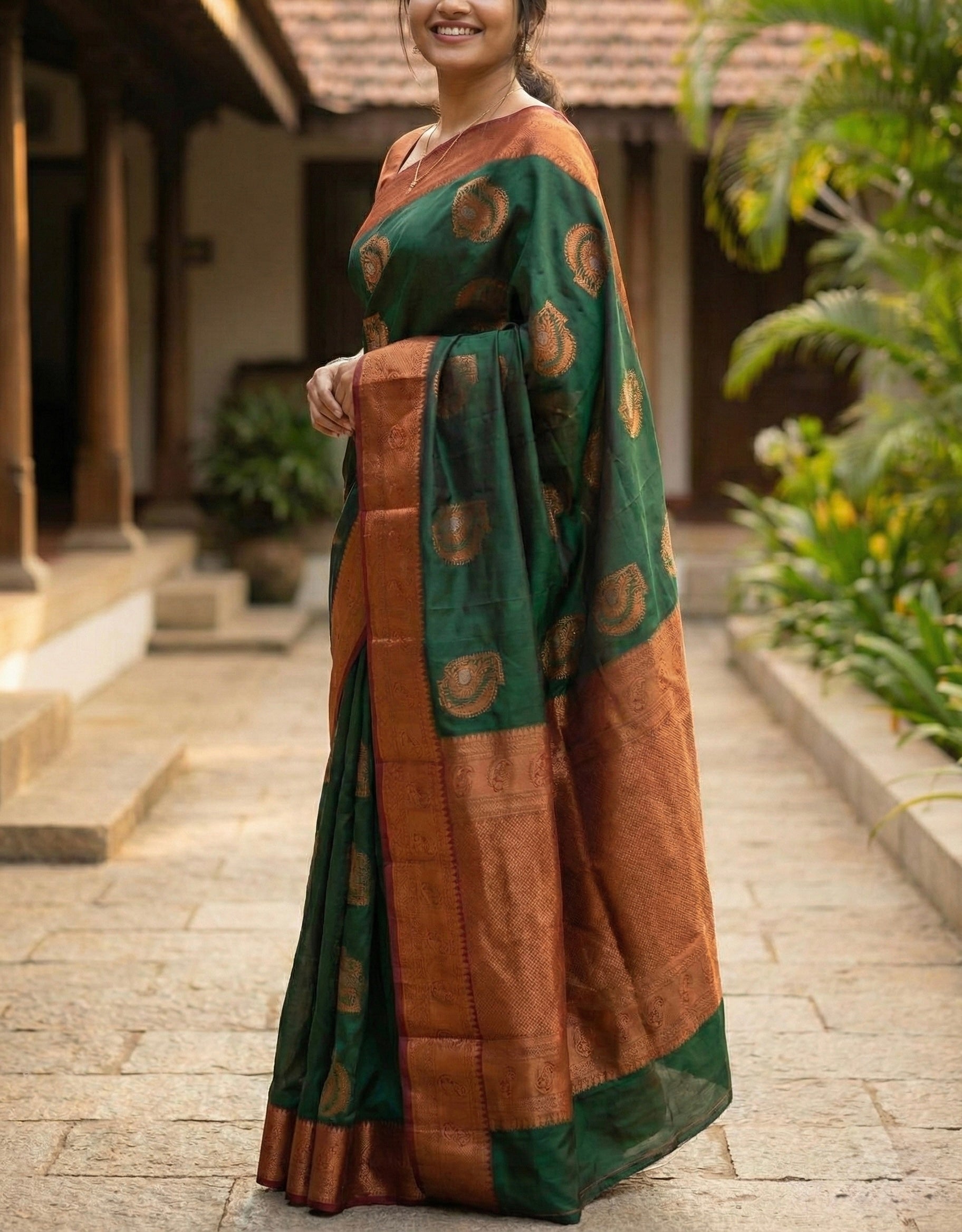 Soft Silk saree with mango design on border