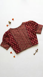Ajrakh puff sleeve padded blouse
