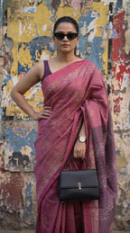 Semi tussar tissue saree in batik print