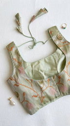 Tissue embroidered Sleeveless Padded Blouse