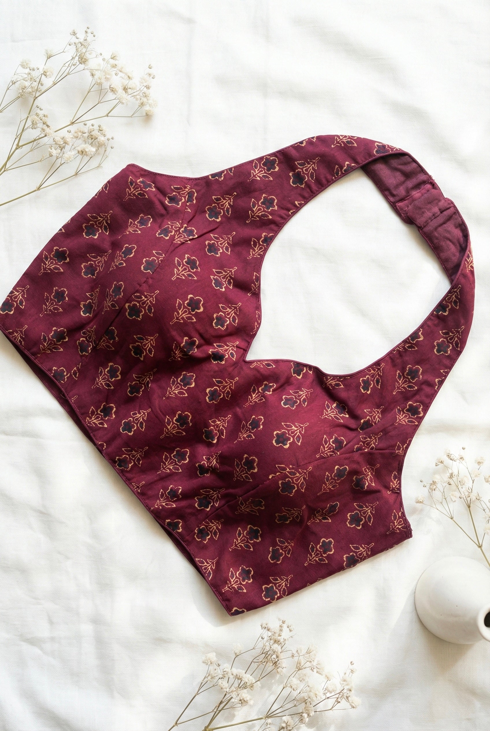 Ajrakh Cotton Halter neck Backless Padded Blouse