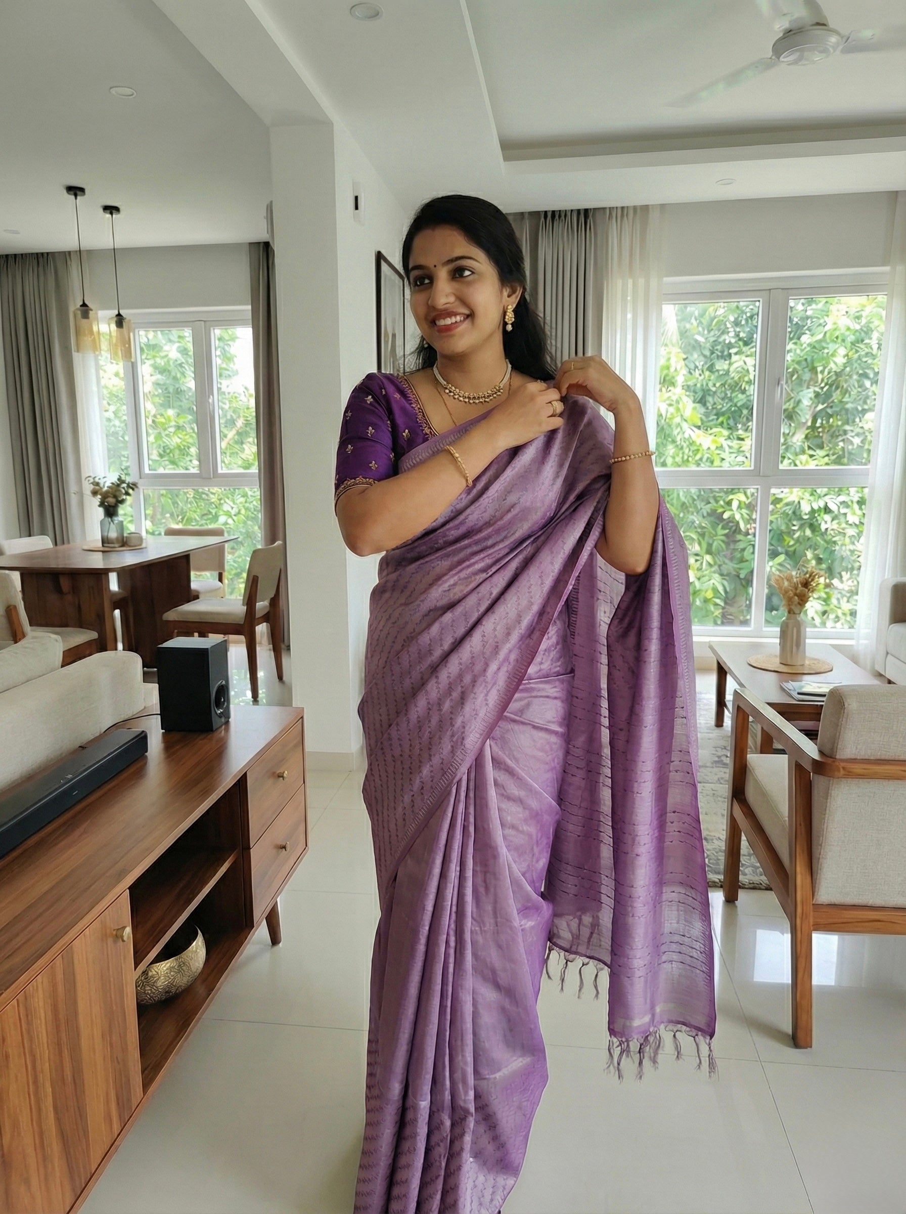Semi Tussar Tissue Saree