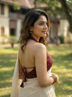 Ajrakh Cotton Halter neck Backless Padded Blouse