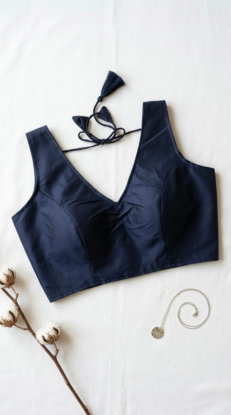Solid Silk V-neck blouse