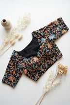 Multicolour print and sequin blouse