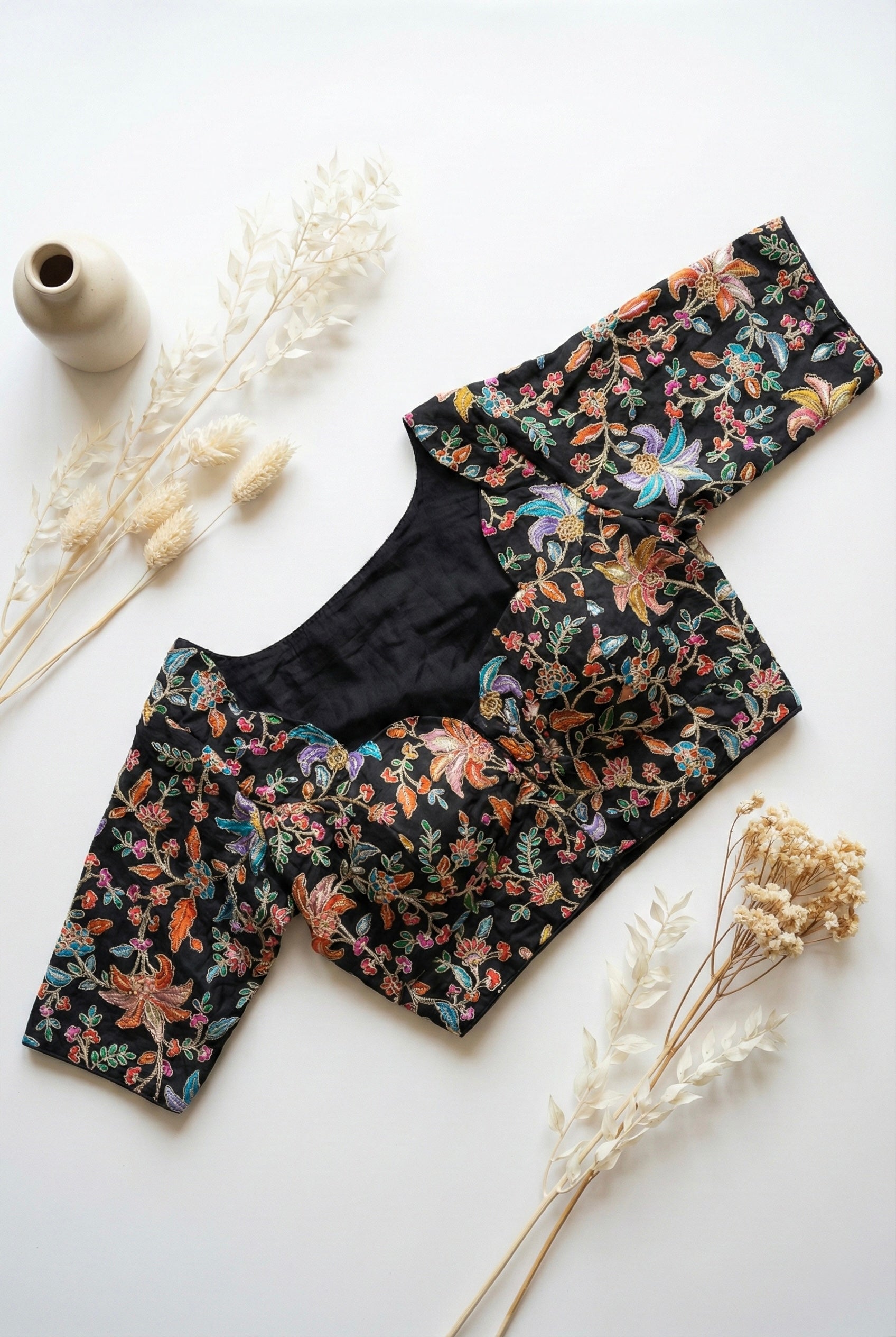 Multicolour print and sequin blouse