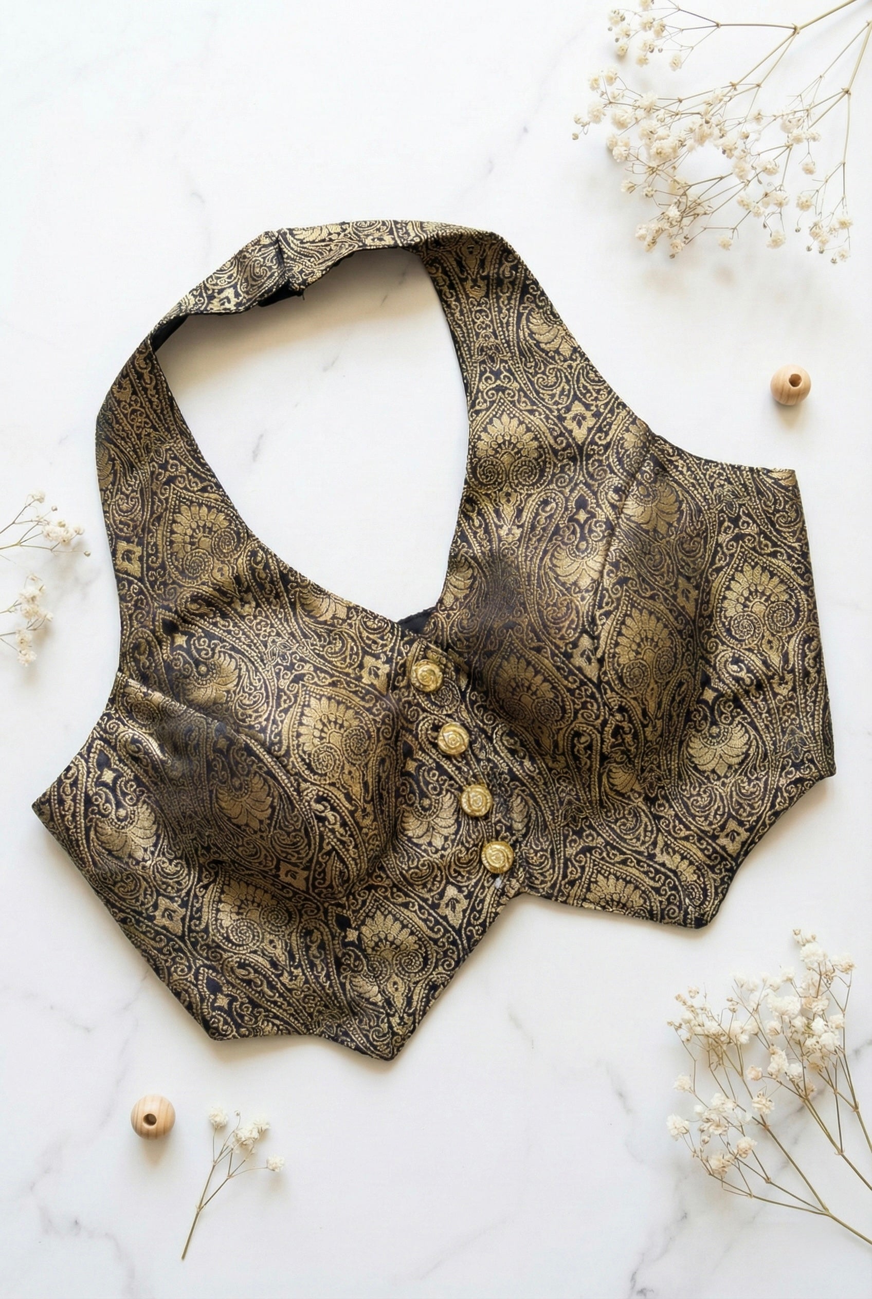 Brocade halter neck corset blouse