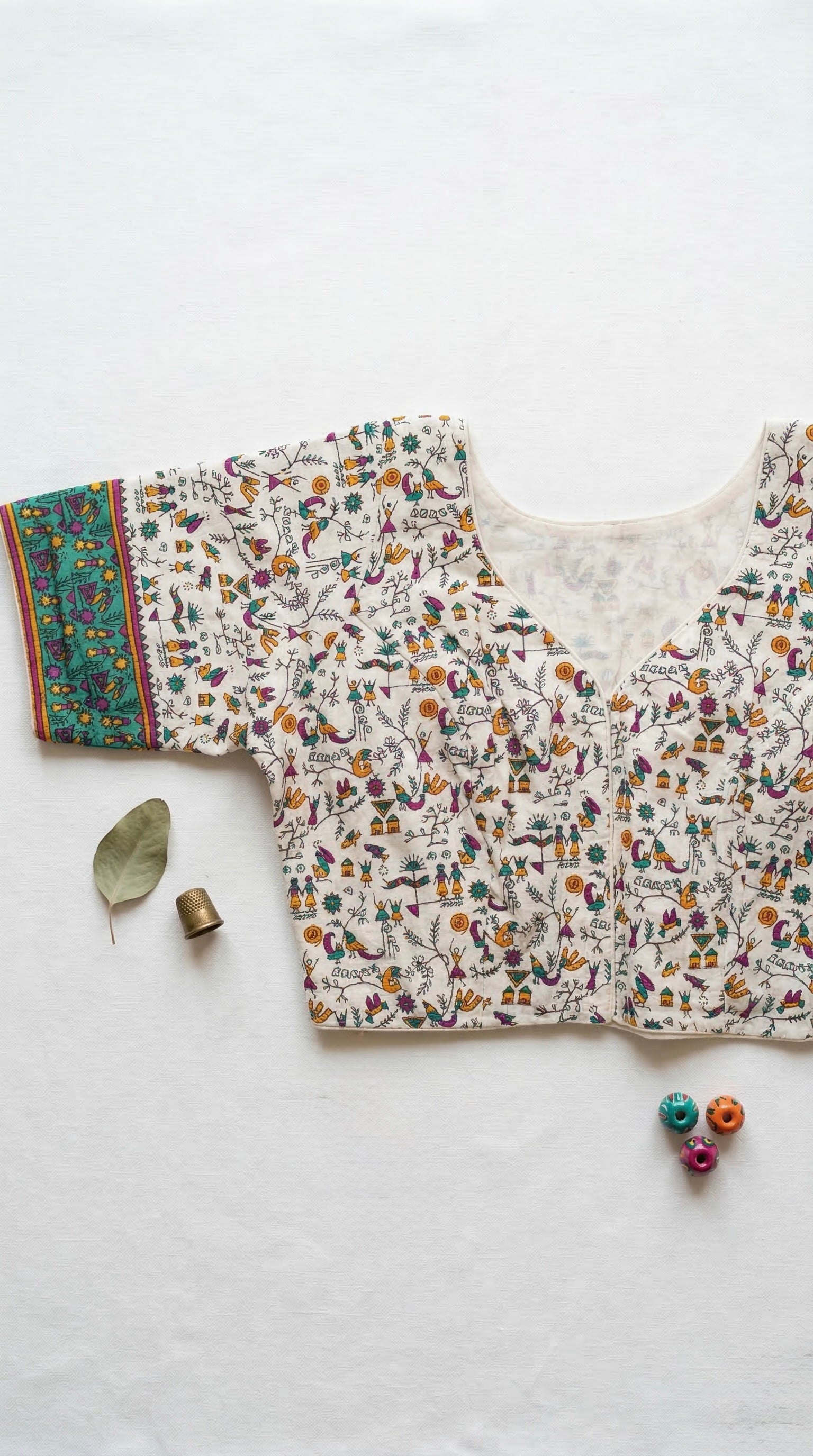 Warli print cotton blouse