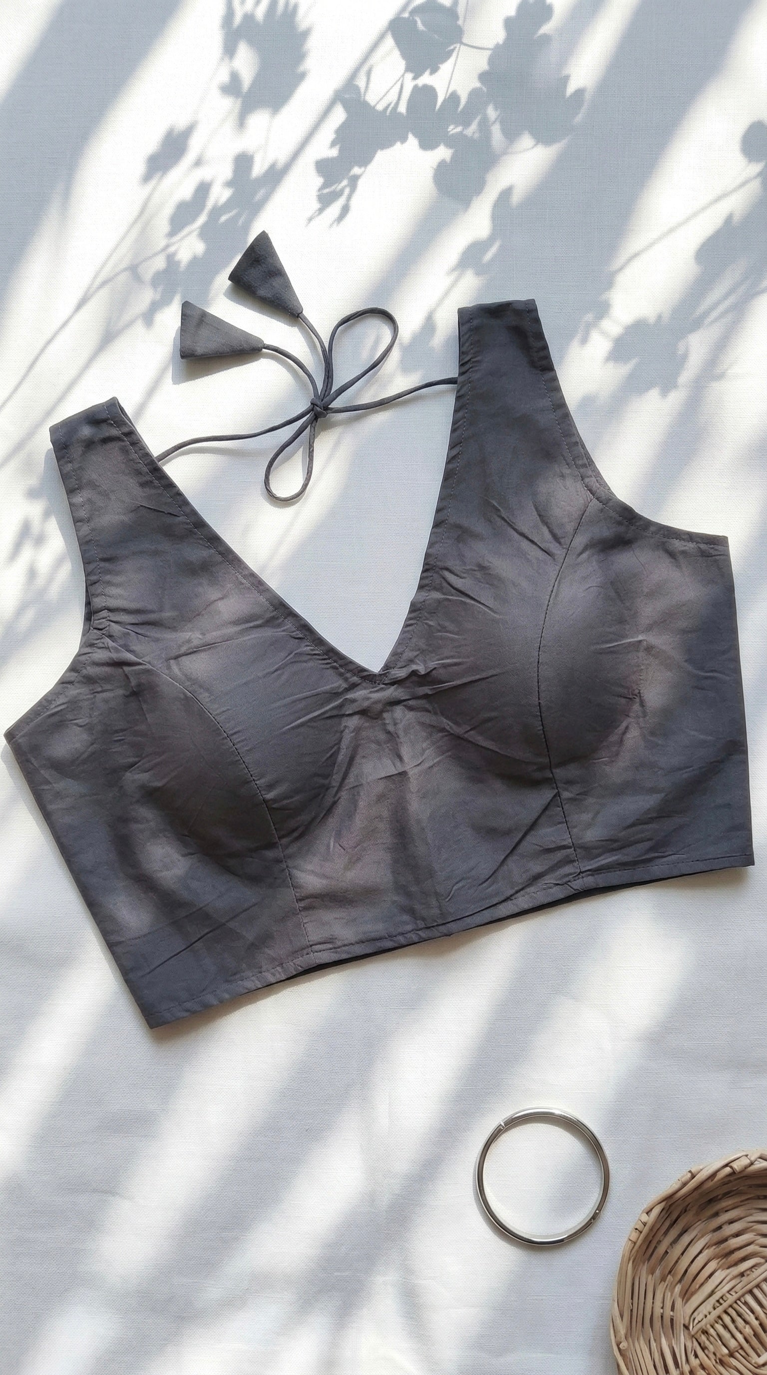 Solid Silk V-neck blouse