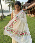 Kerala kasavu saree in lotus design