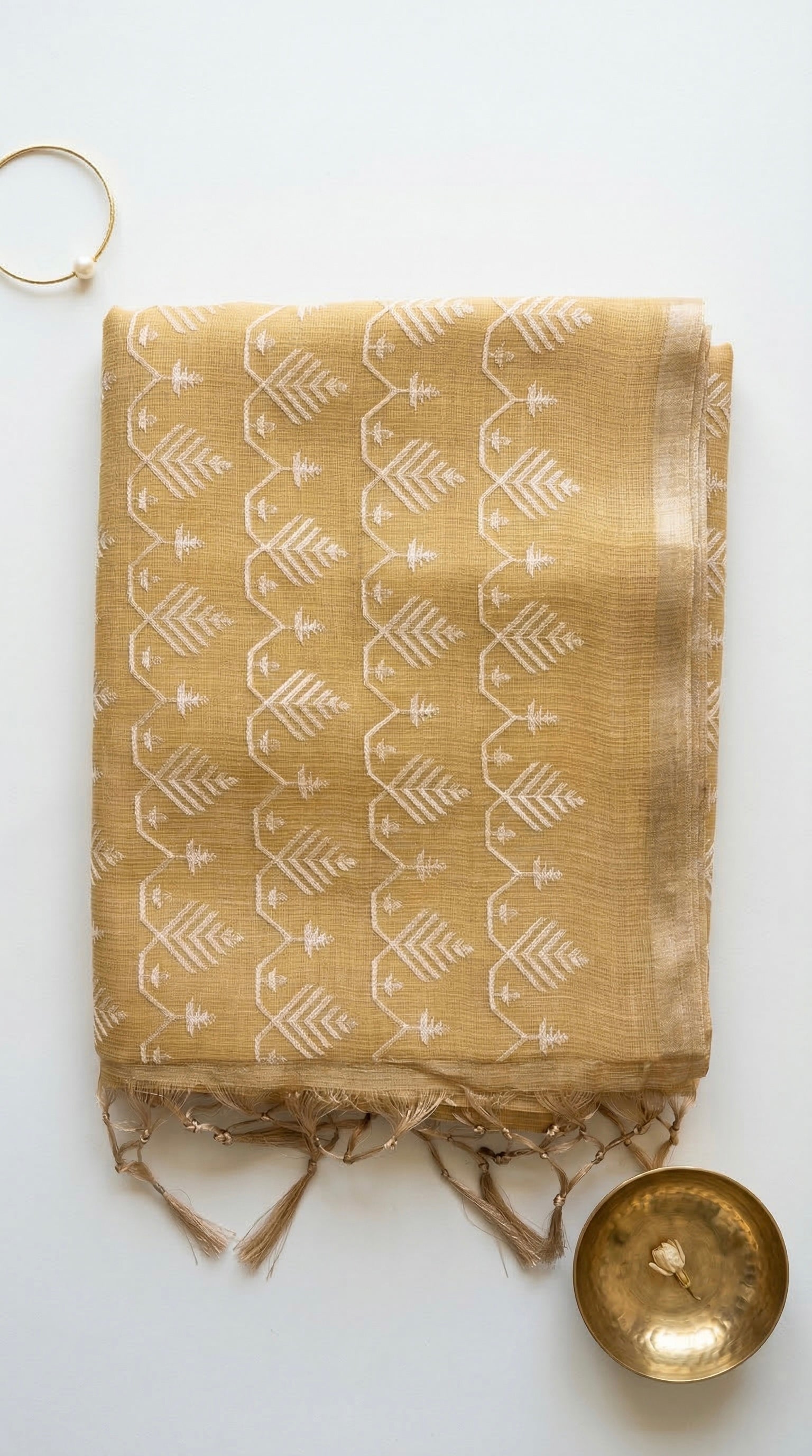 Kota tissue saree in light olive shade