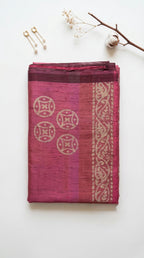 Semi tussar tissue saree in batik print