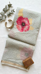 Linen Cotton floral print saree