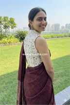 Khadi collared blouse in multicolour mirror work