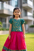 Mishti - Green pink ethnic skirt and top for girls
