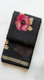 Linen Cotton floral print saree
