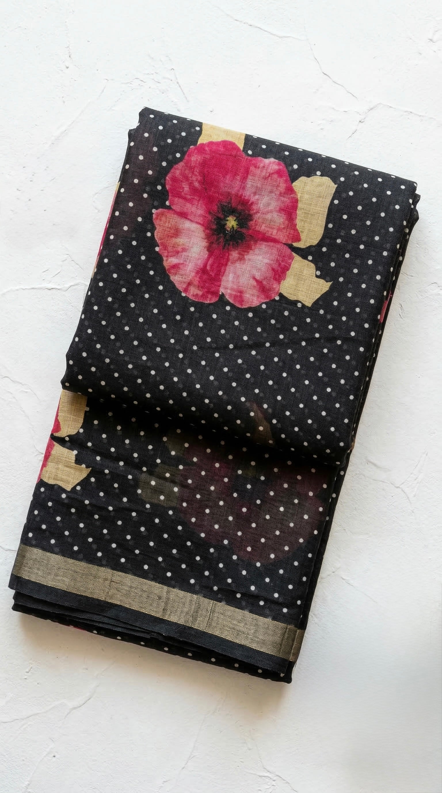 Linen Cotton floral print saree