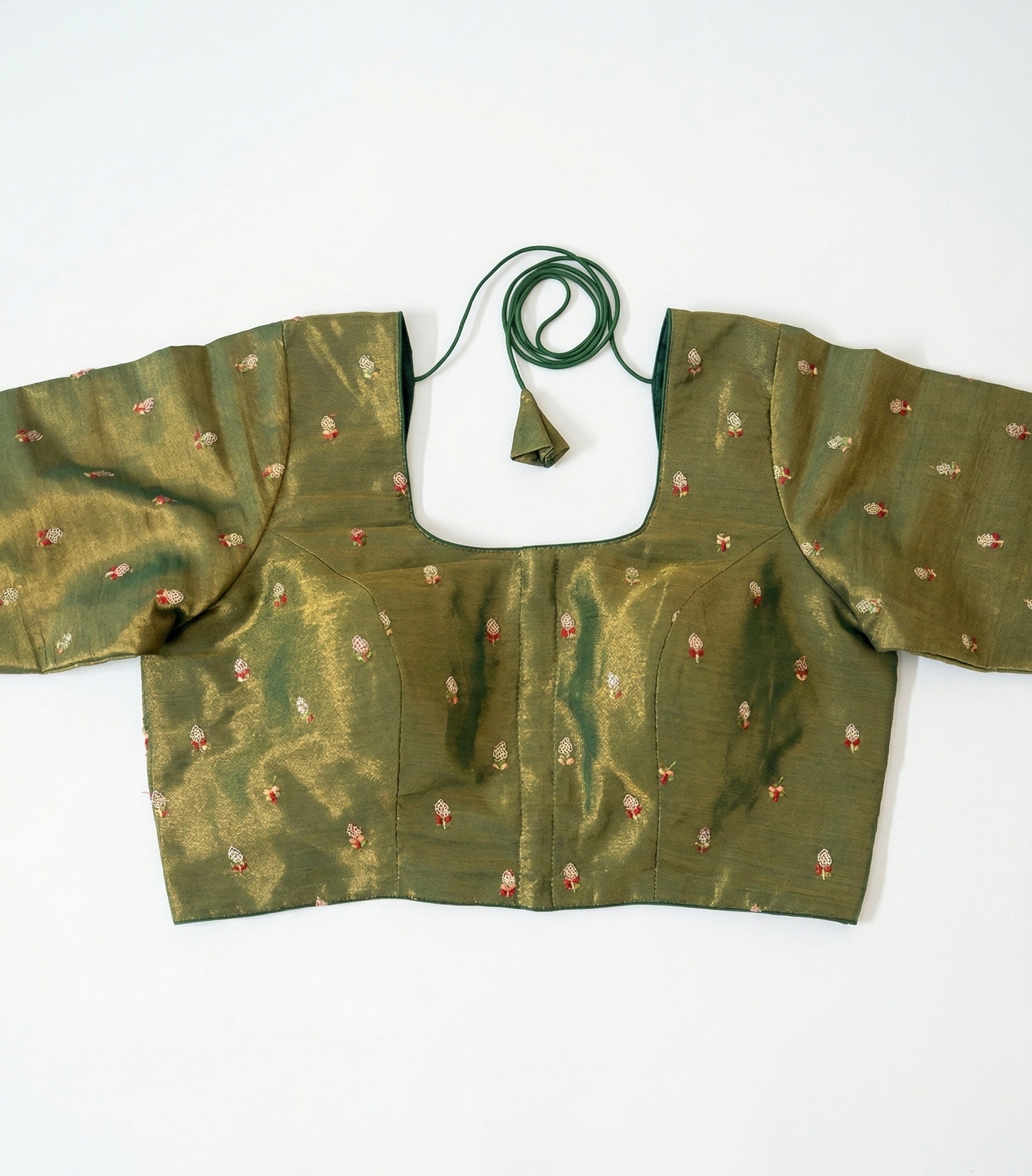 Tissue half sleeve blouse with sequin motifs