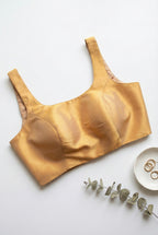 Diya - Gold & Silver Sleeveless padded shimmer blouse