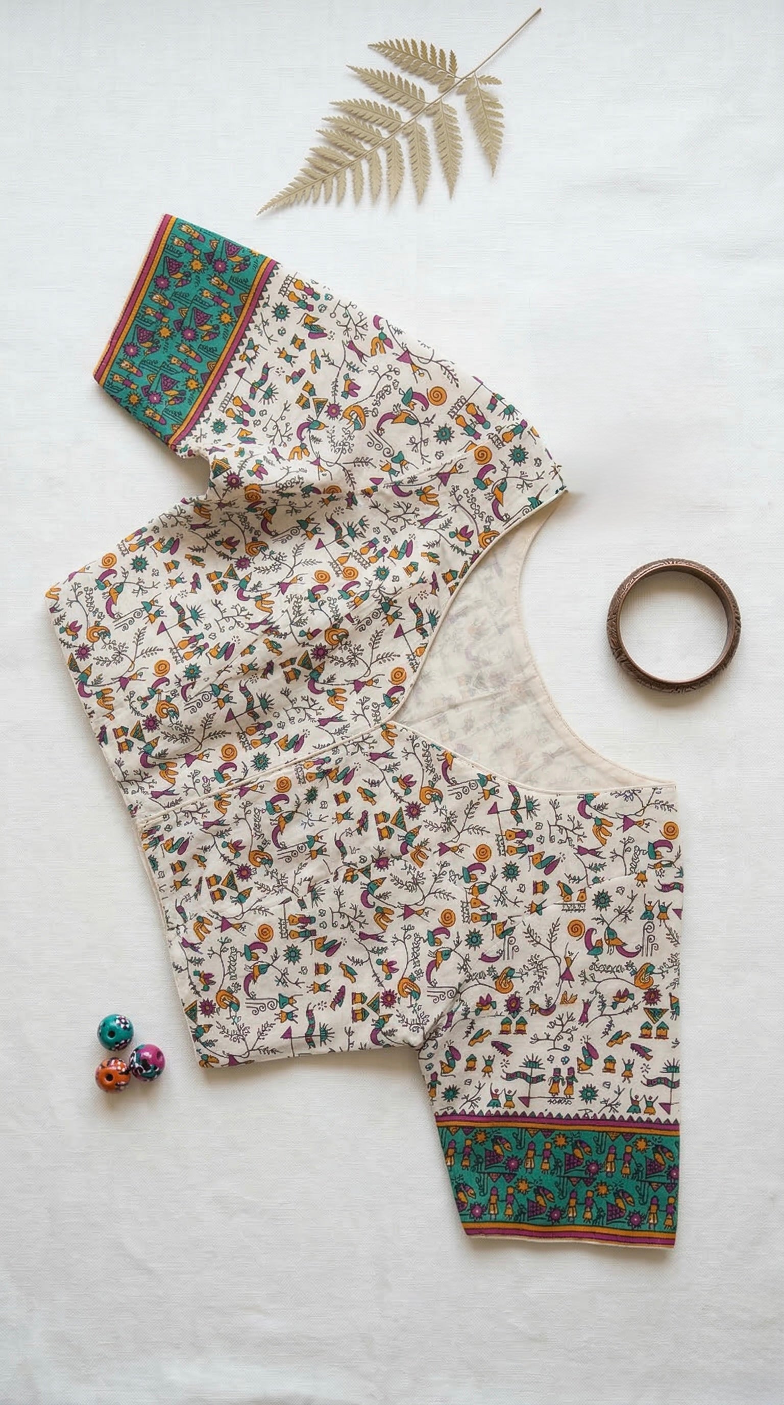 Warli print cotton blouse