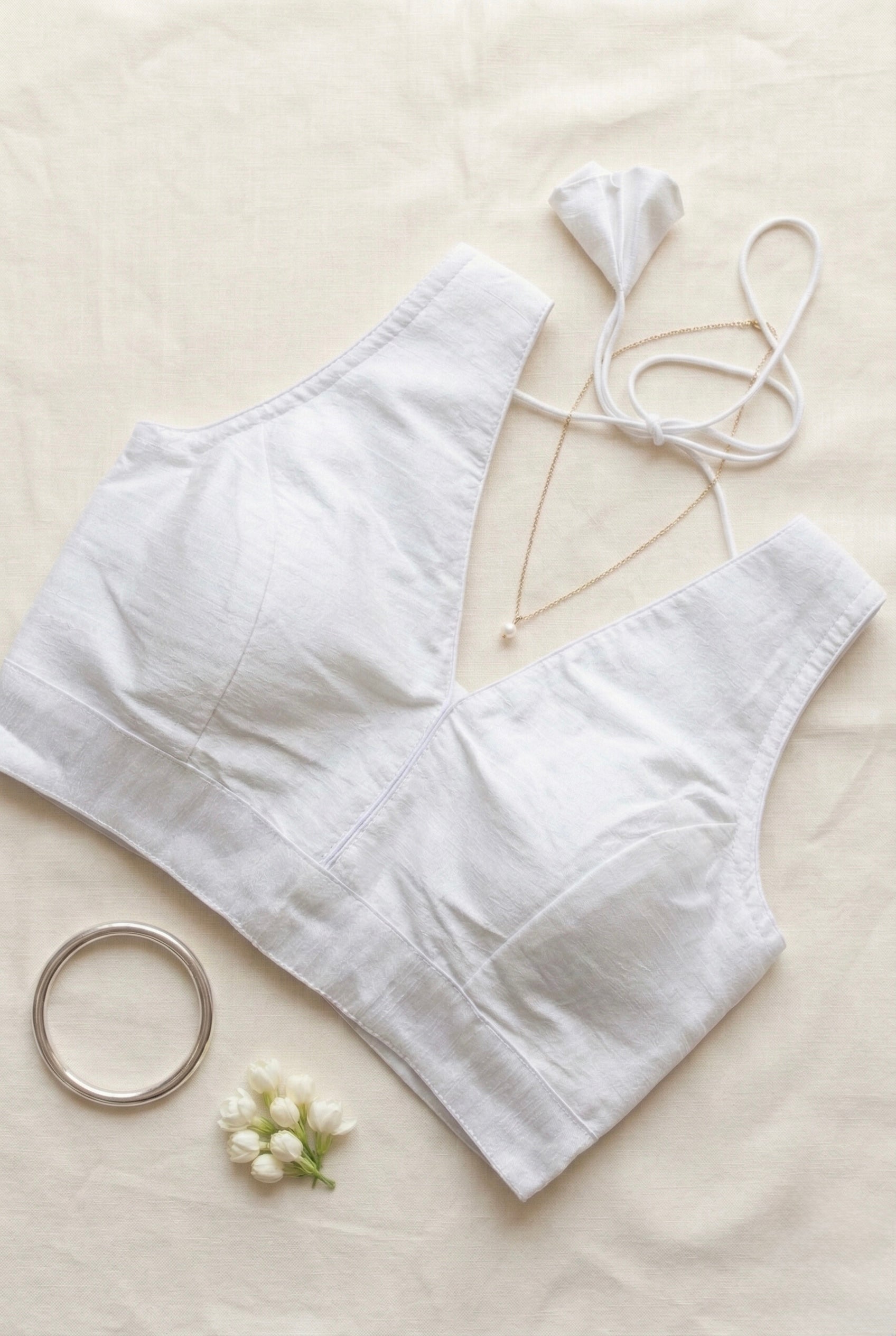 Raw silk V-neck Solid Blouse