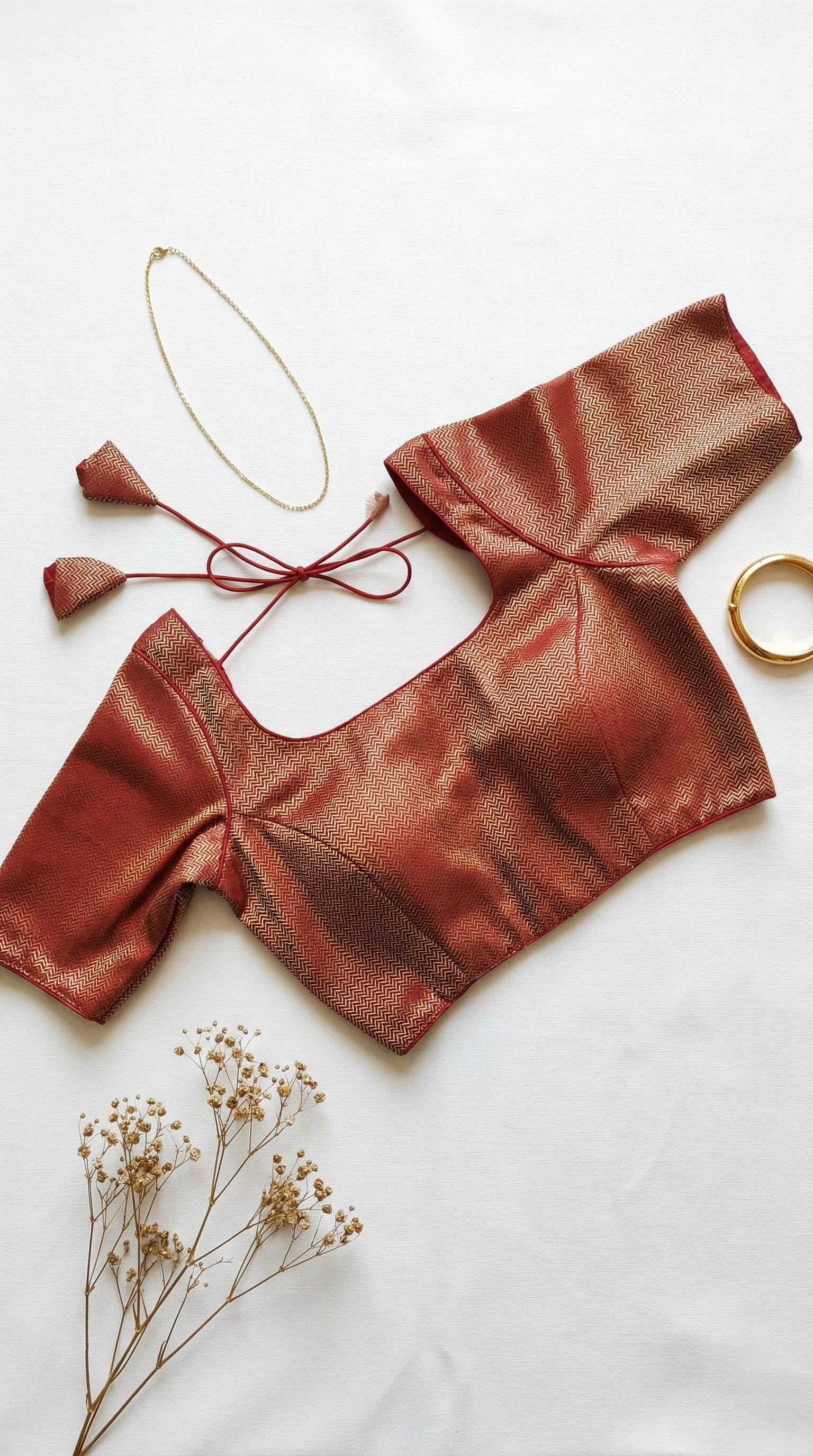 Brocade Padded Blouse with Sleeves