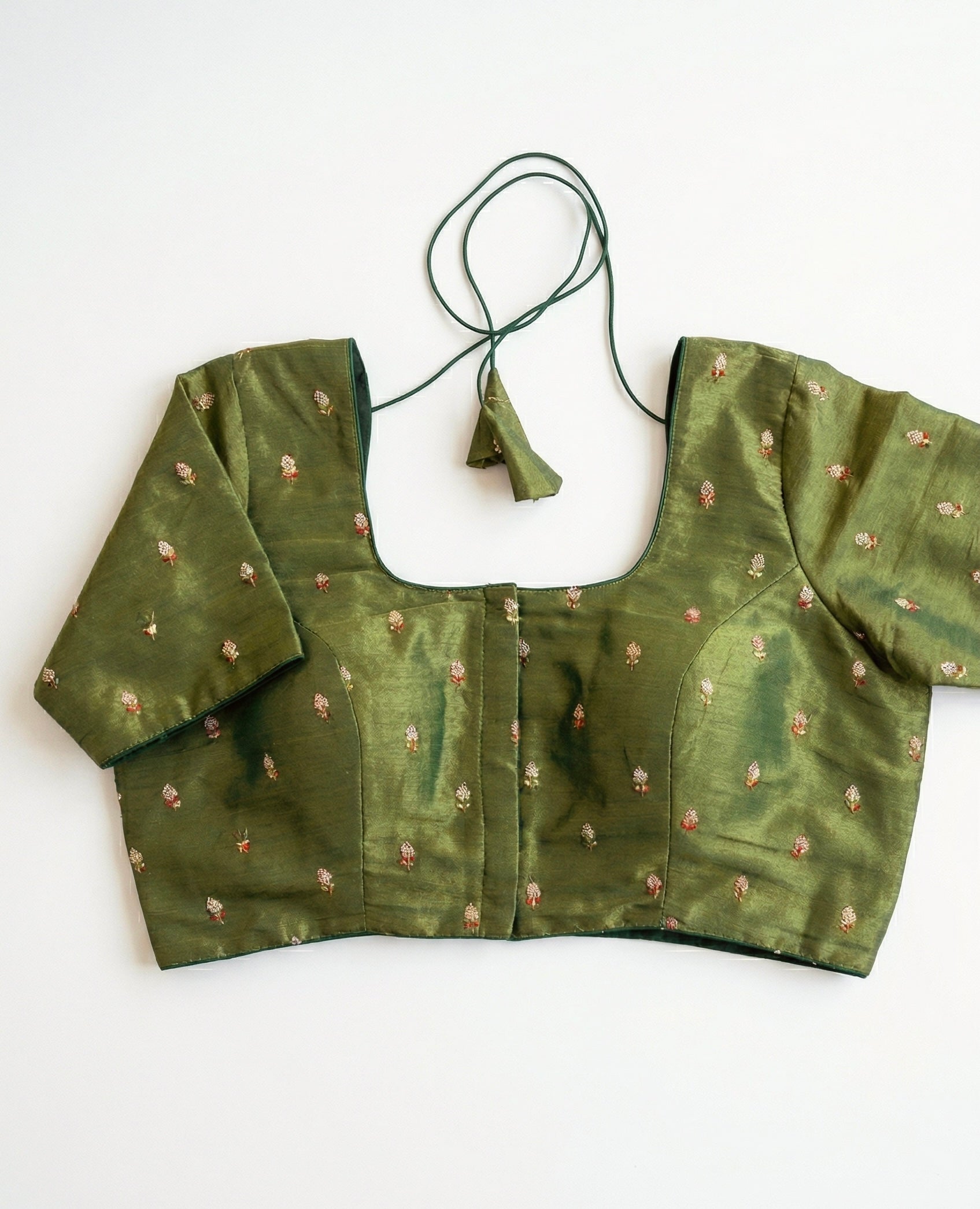 Tissue half sleeve blouse with sequin motifs