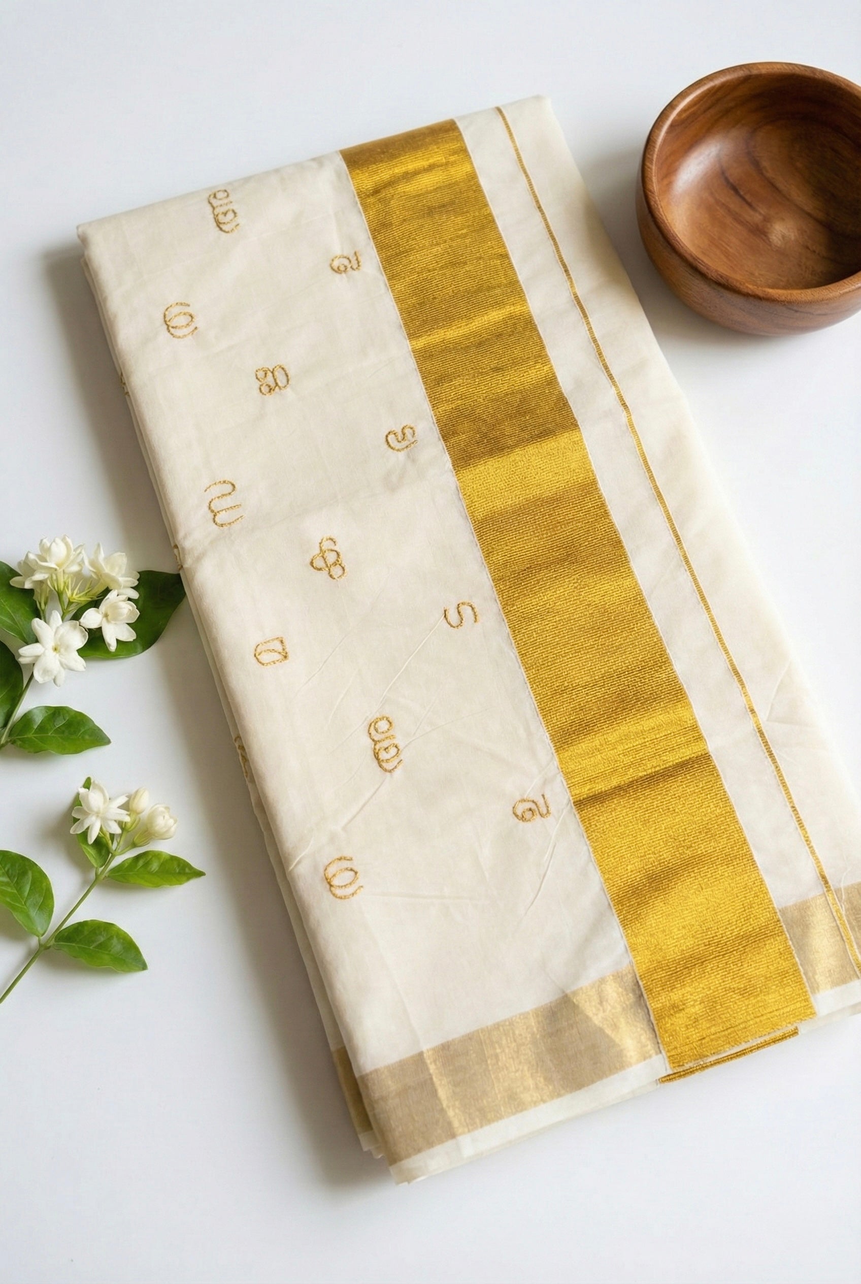 Kerala Alphabet Embroidered Saree