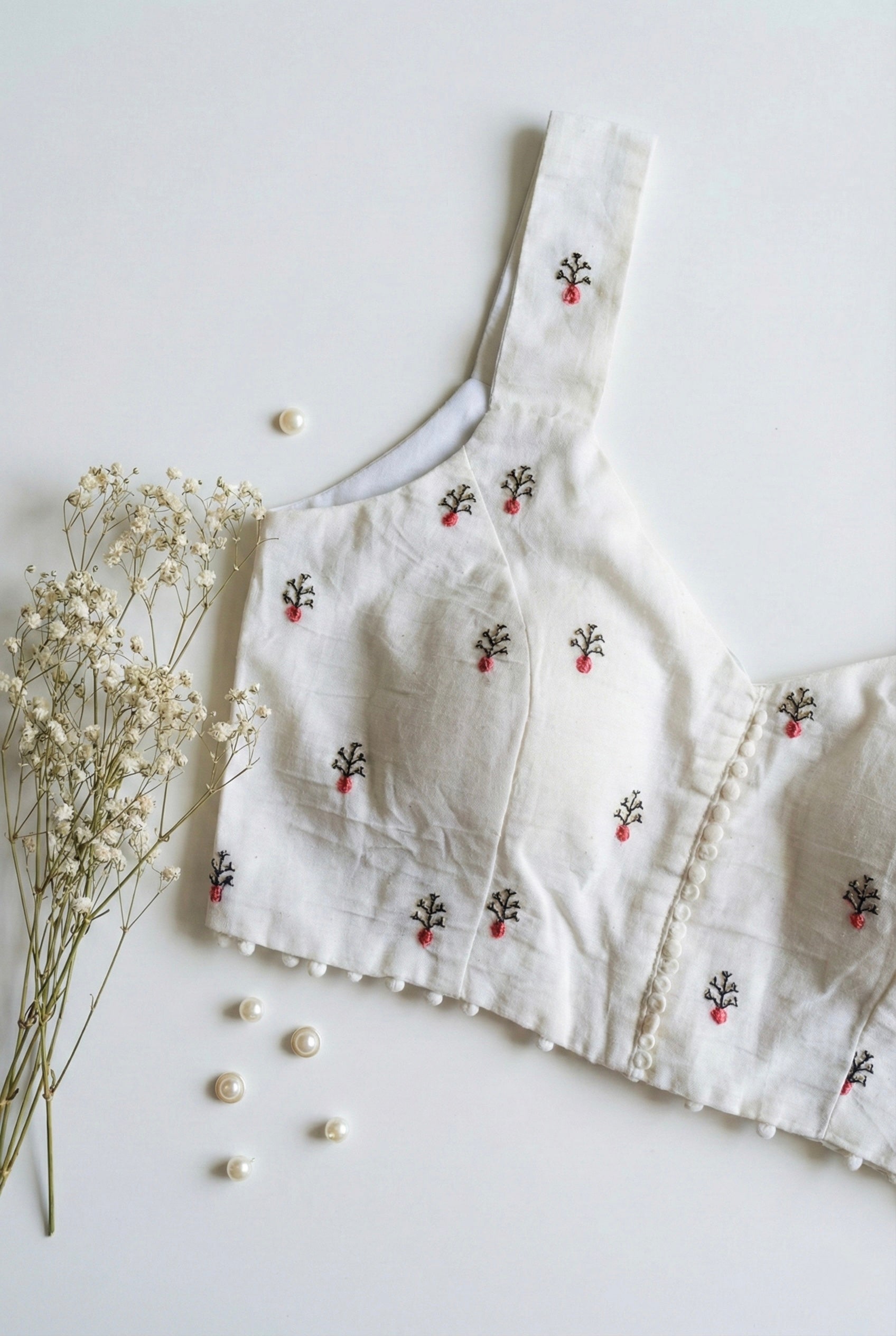 Khadi Sleeveless embroidered Blouse