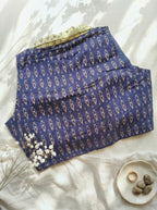 Ikkat notched collar padded sleeveless blouse