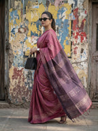 Semi tussar tissue saree in batik print