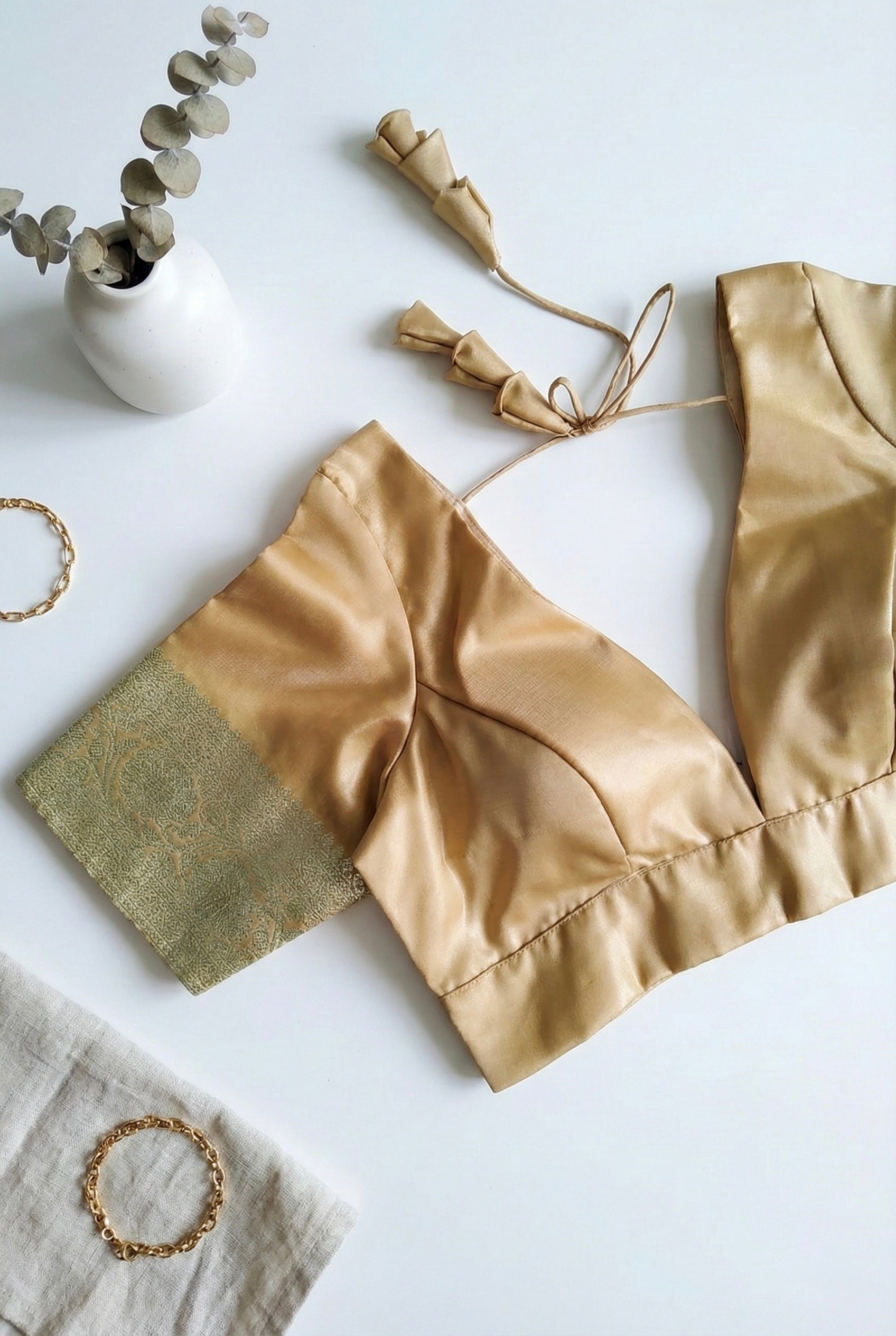 Deep V-neck Silk Blouse