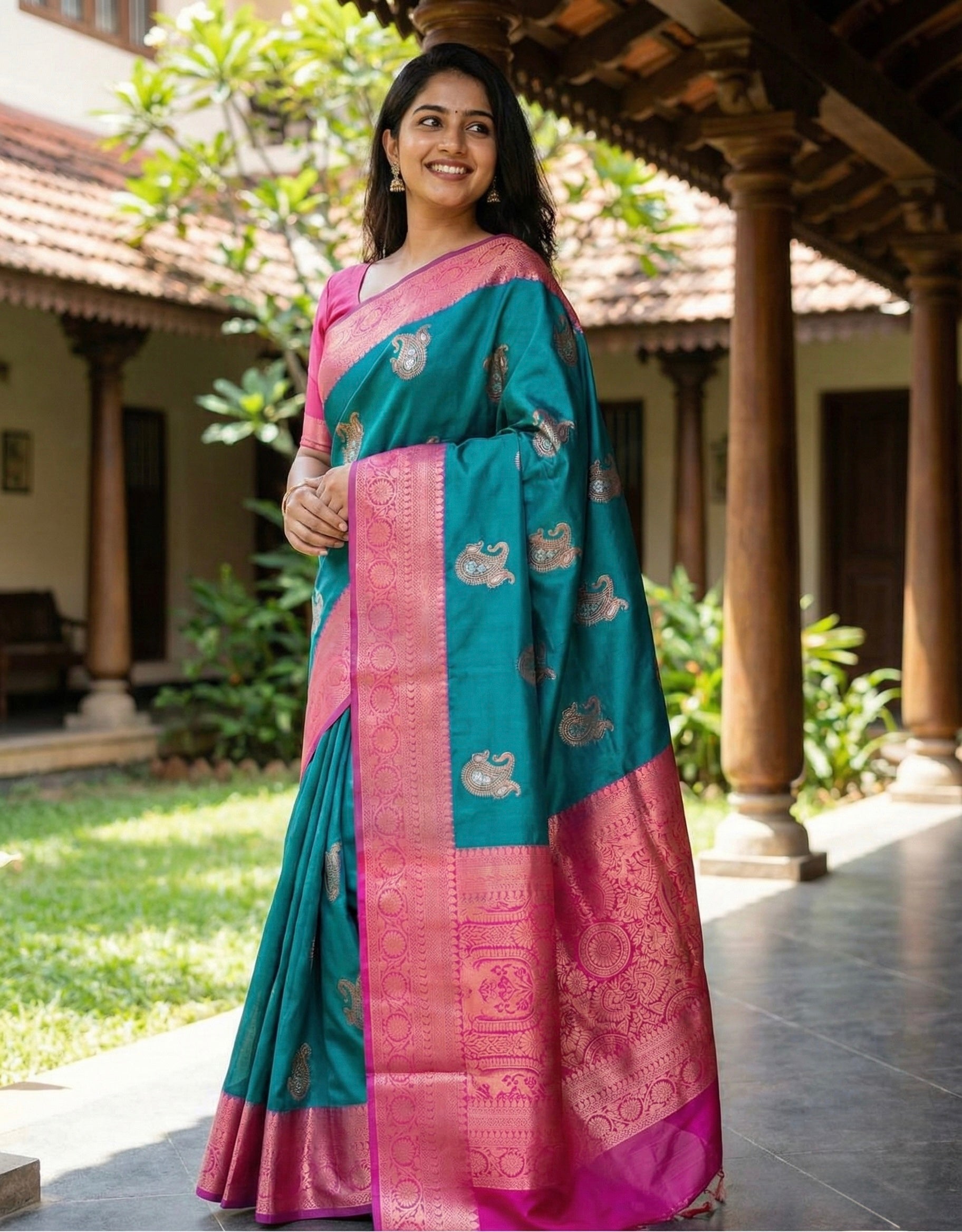 Soft Silk saree with Meenakari Motifs