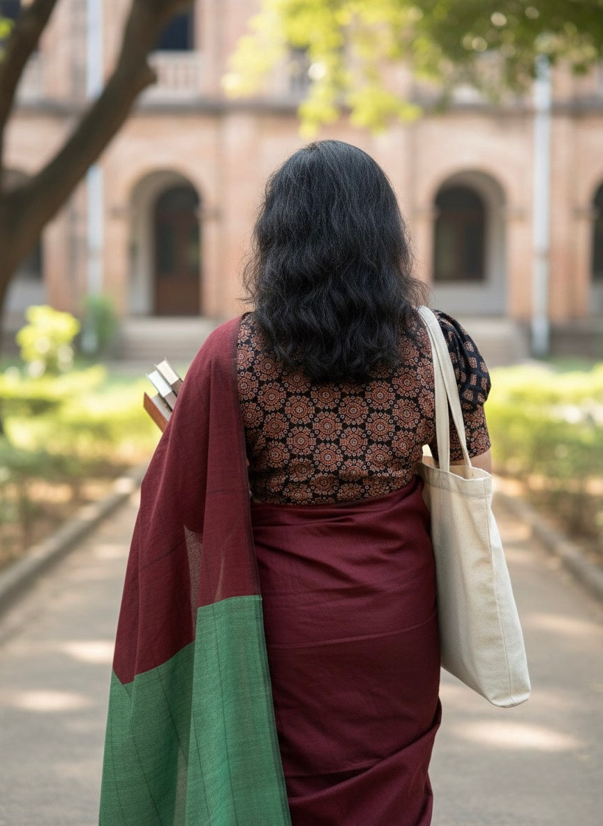 Ajrakh puff sleeve padded blouse