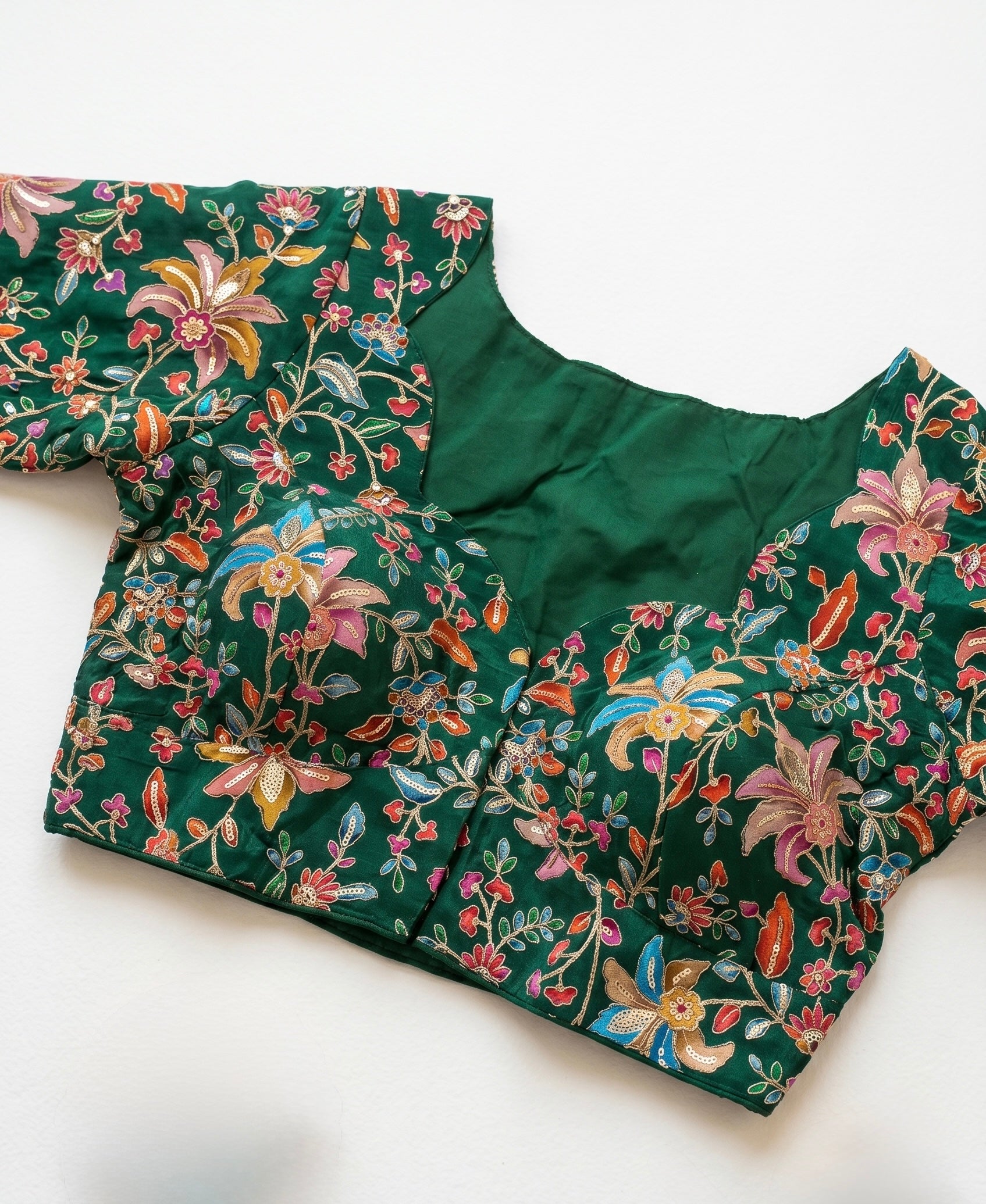 Multicolour print and sequin blouse