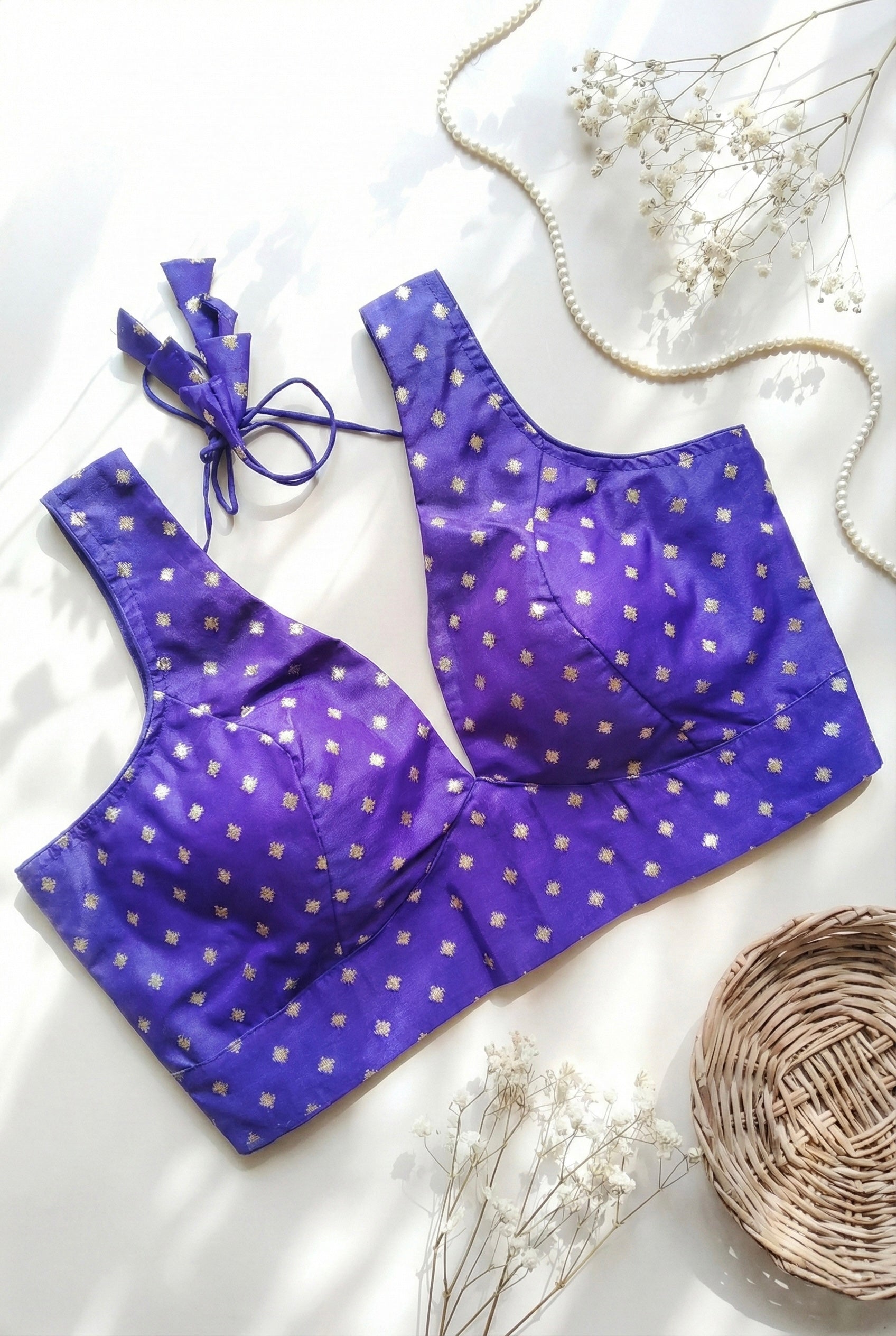 Chanderi Plunge neck Sleeveless Padded Blouse