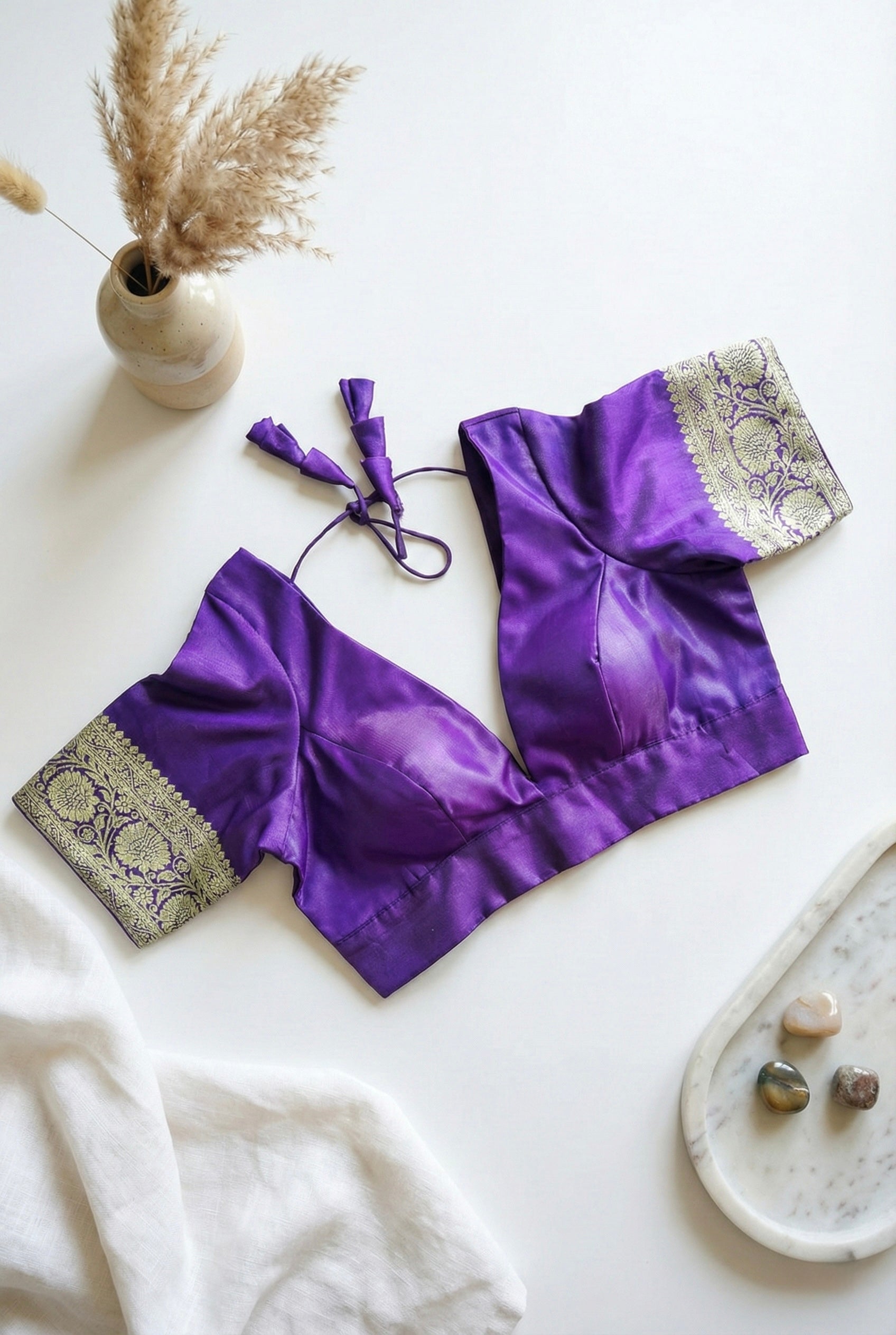 Deep V-neck Silk Blouse