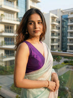 Raw silk V-neck Solid Blouse